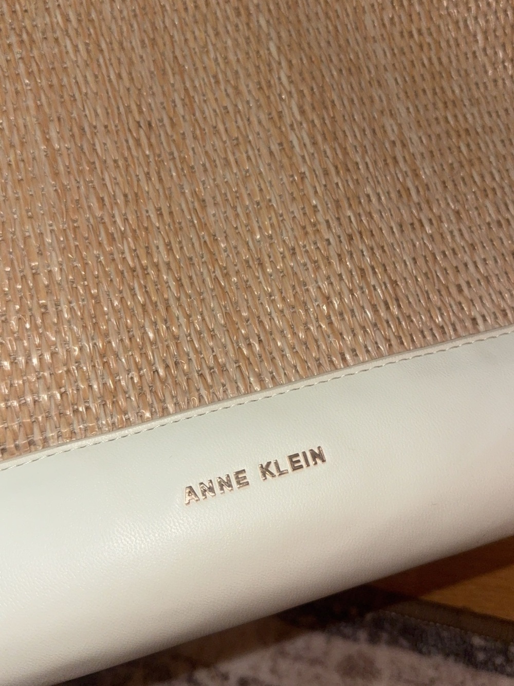 Anne Klein Cream and Light Tan Woven-Texture Tote